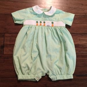 Viva La Fete Smocked Green Gingham Easter Romper